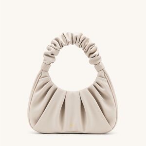 Ruched Cream Leather Bag